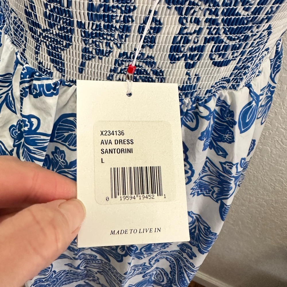 Xirena‎ Ava dress in Santorini white blue cotton midi size L NWT - Picture 8 of 10